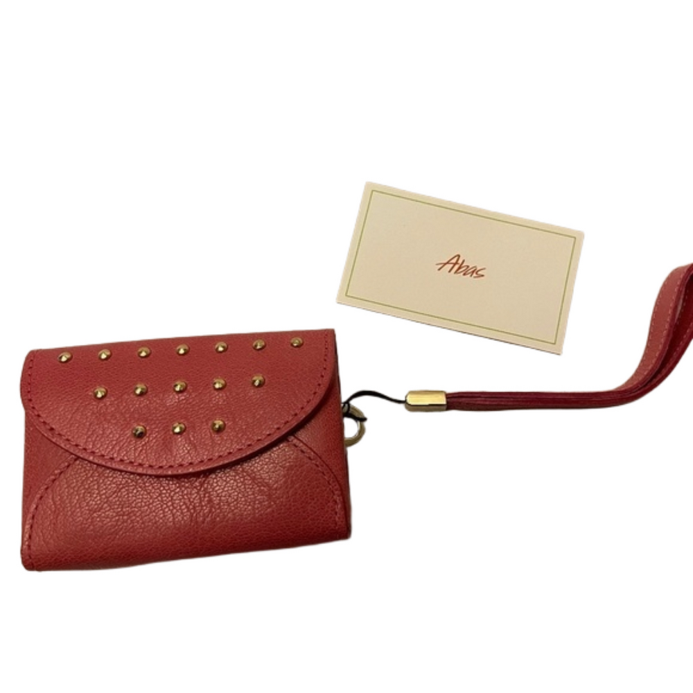 Abas Pink Leather with Gold Studs Wristlet
